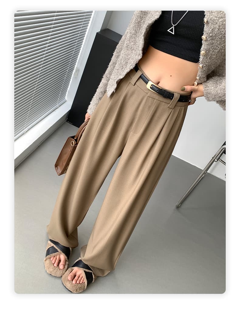 レディースワイドパンツ ドレープ感際立つ上質プリーツワイドパンツ