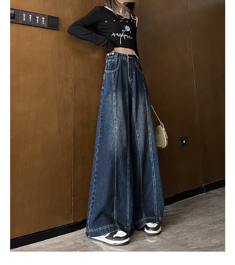 レディースワイドパンツ クラシカルフレアデニムパンツ