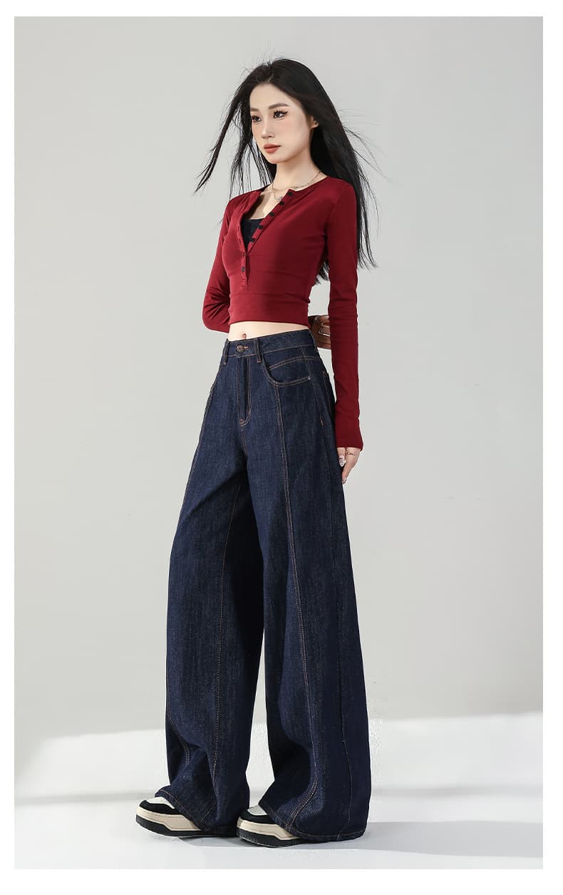 レディースワイドパンツ ハイウエストルーズワイドデニム