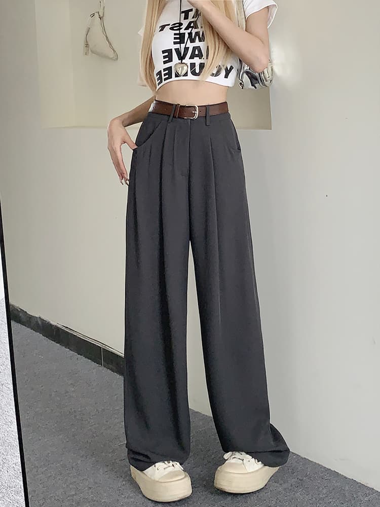 レディースワイドパンツ きれいめ美脚ハイウエストワイドパンツ