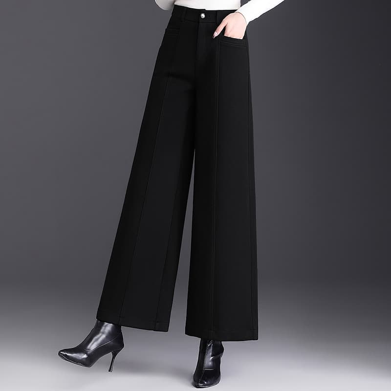 レディースワイドパンツ 上品シルエットクロップドワイドパンツ