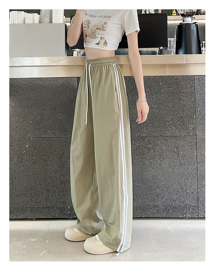 レディースワイドパンツ ゆったりシルエット スポーティタックワイドパンツ