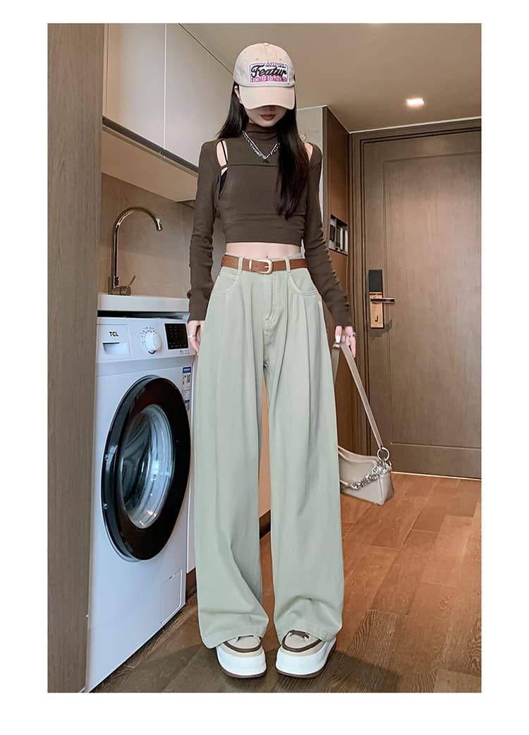 レディースワイドパンツ ゆったりシルエットデニムワイドパンツ