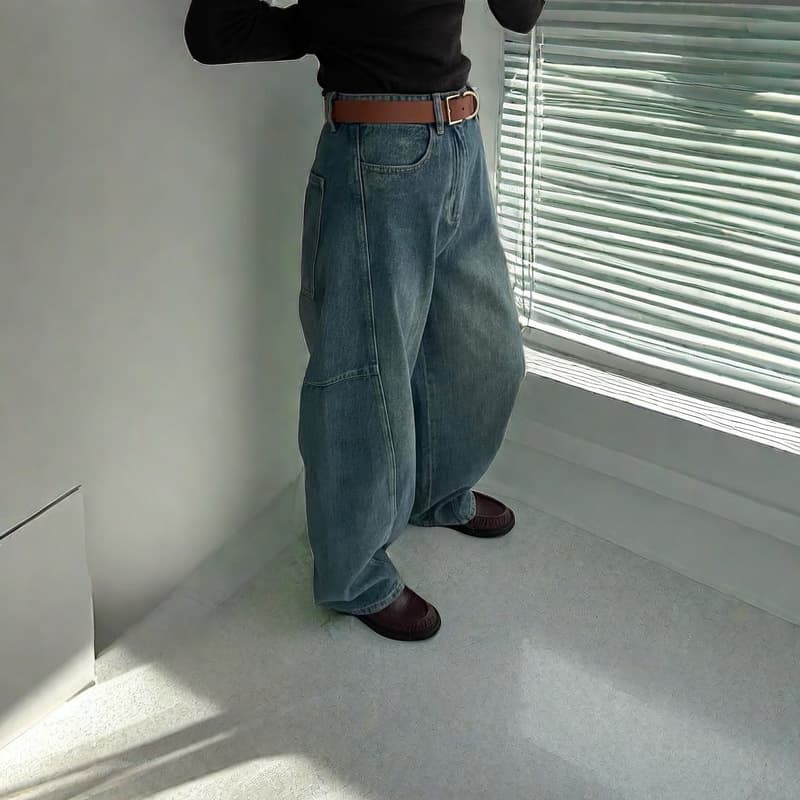 レディースワイドパンツ ゆったりシルエット 大人のデニムパンツ