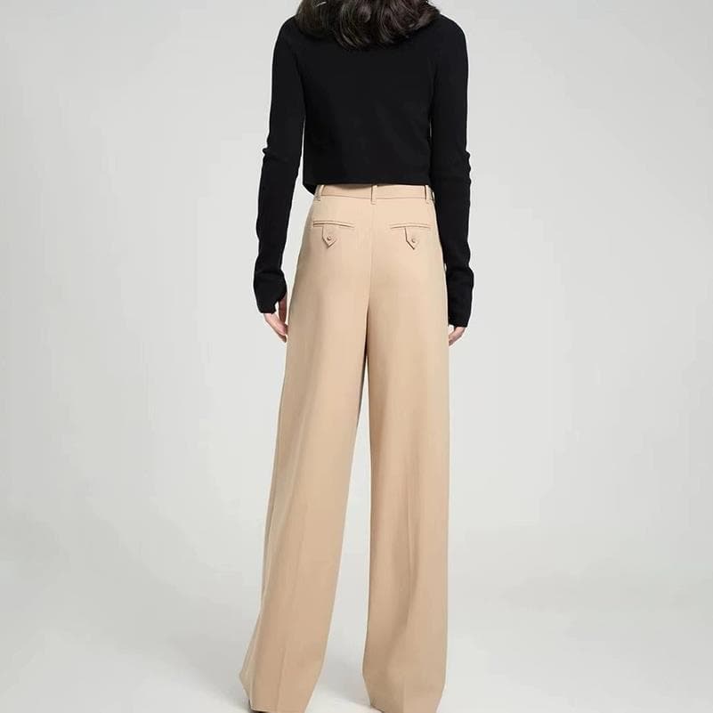レディースワイドパンツ タック入りハイウエストワイドパンツ