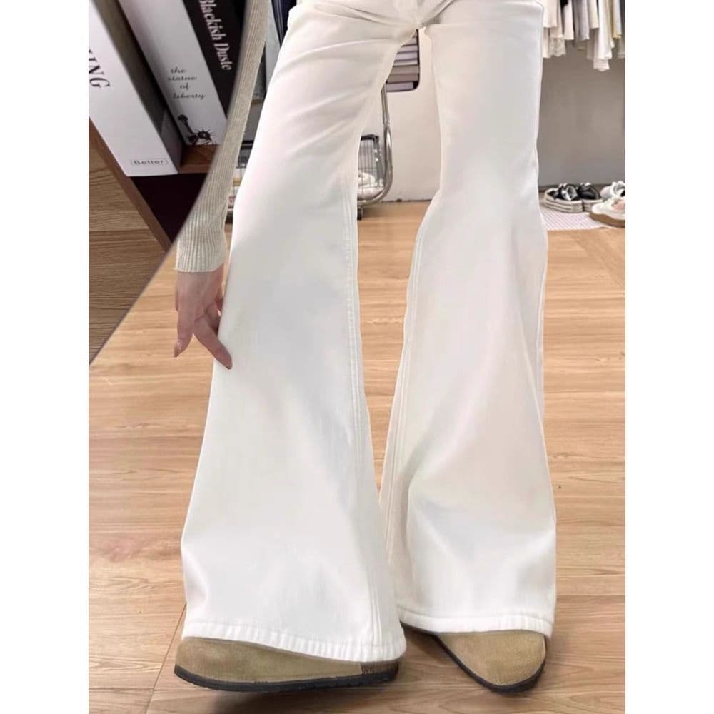 レディースワイドパンツ すっきり美脚フレアチノパンツ