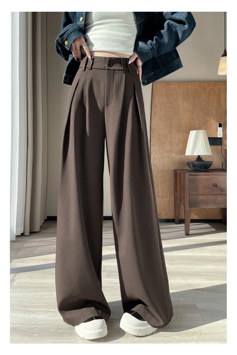 レディースワイドパンツ ドレープ美シルエットタックパンツ