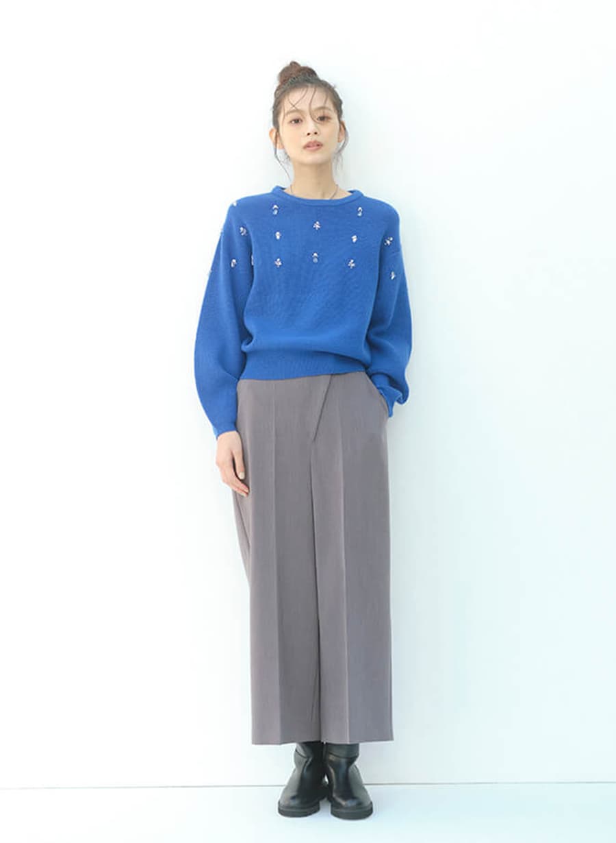 レディースワイドパンツ フロントタックワイドパンツ プレミアム