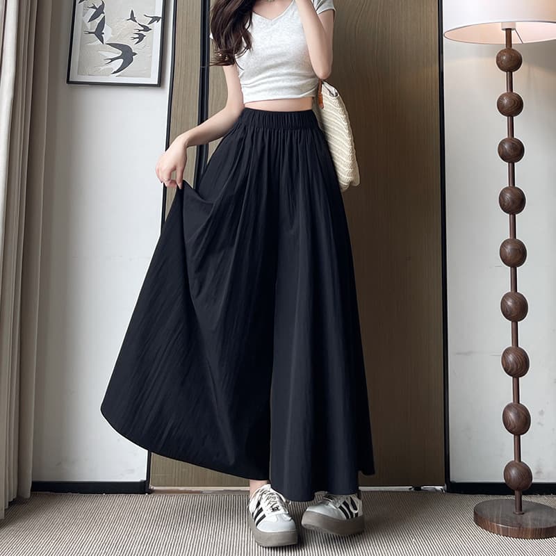 レディースワイドパンツ ボリュームたっぷり優美なタックパンツ