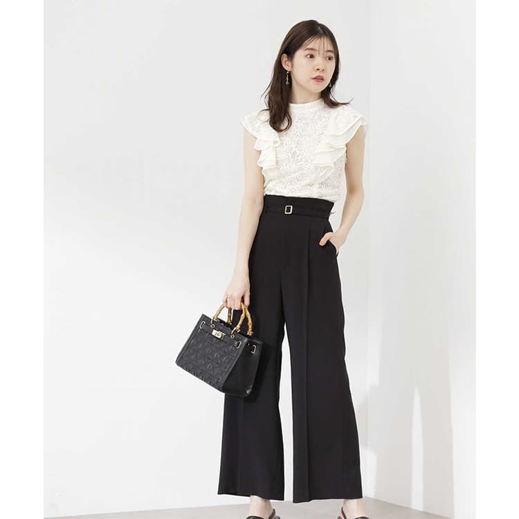 レディースワイドパンツ レディース タックギャザー ワイドパンツ