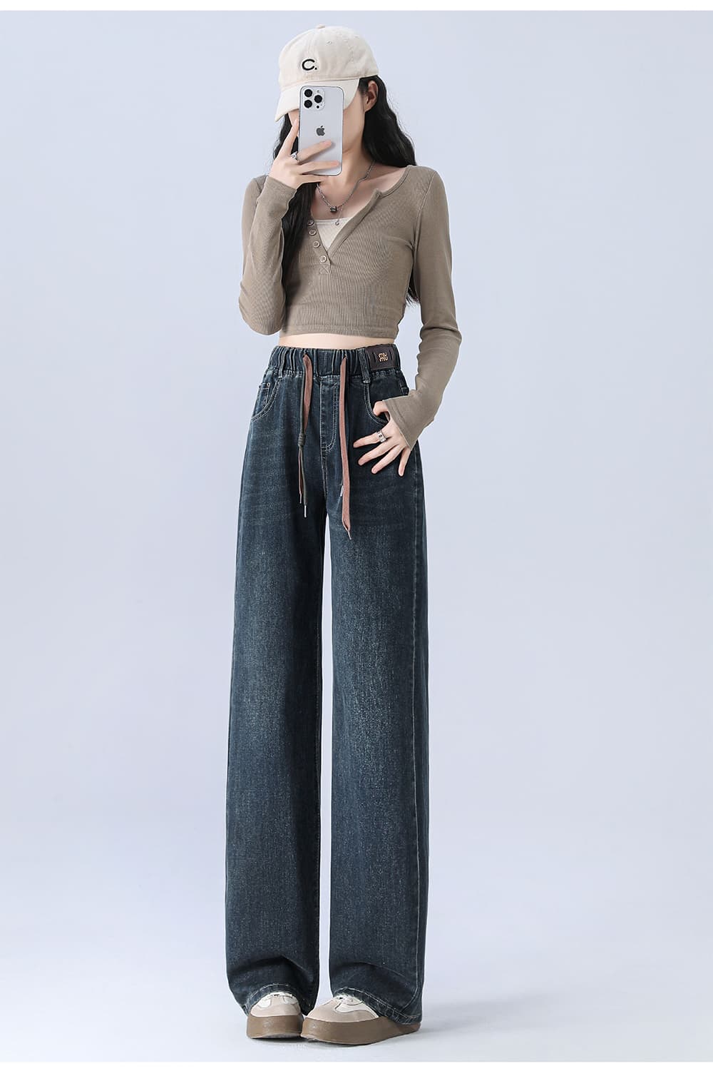 レディースワイドパンツ リラックスゆるふわデニムワイドパンツ