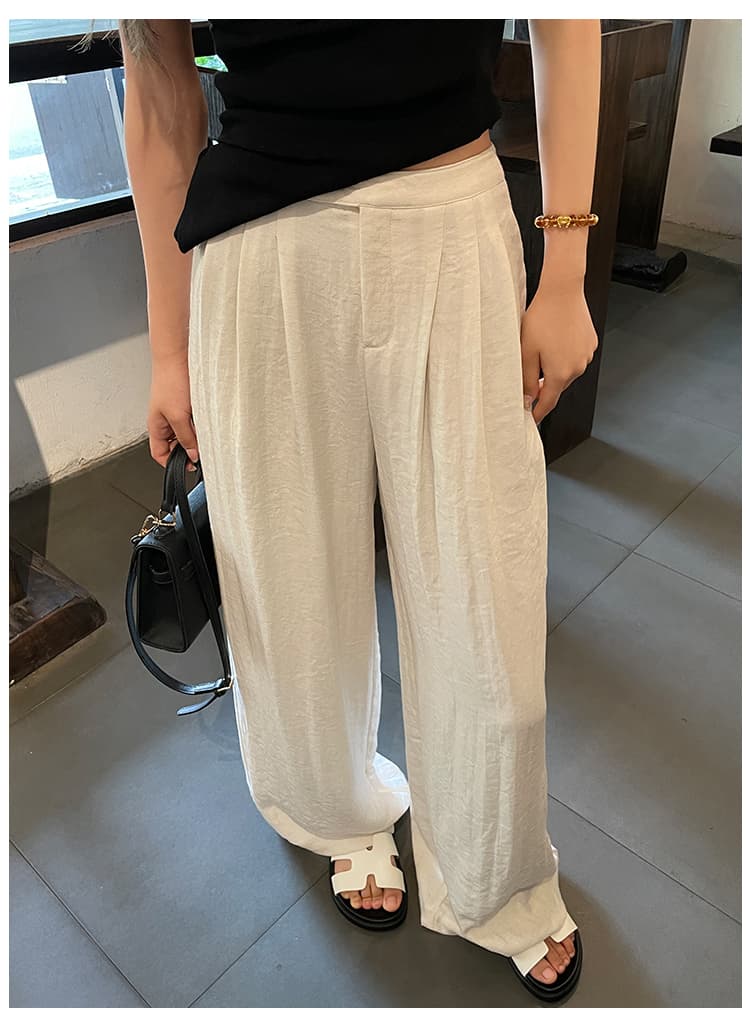 レディースワイドパンツ 風薫る麻素材のふんわりワイドパンツ