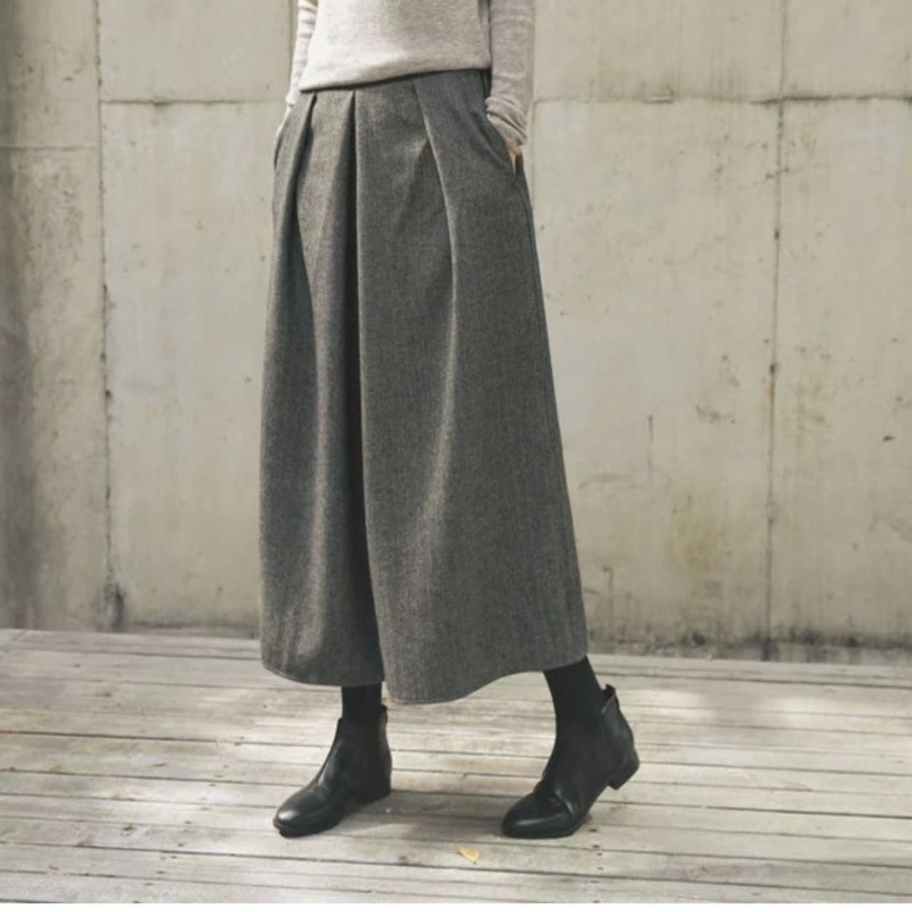 レディースワイドパンツ 大人のゆったり上品ガウチョパンツ
