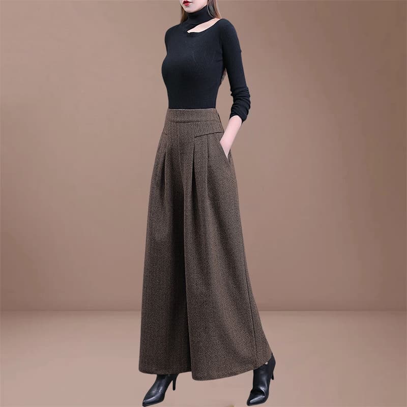 レディースワイドパンツ クラシカルプリーツワイドパンツ