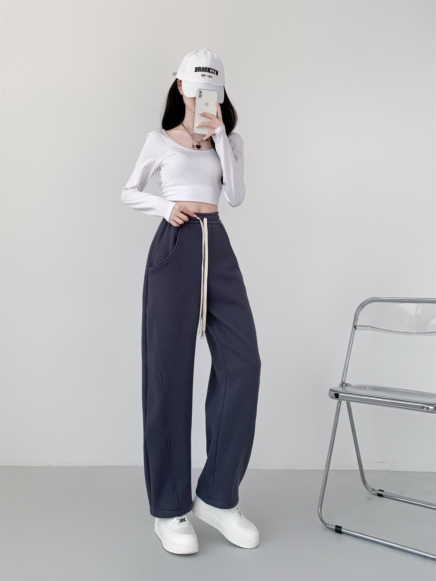 レディースワイドパンツ あったか心地よい裏起毛リラックスパンツ