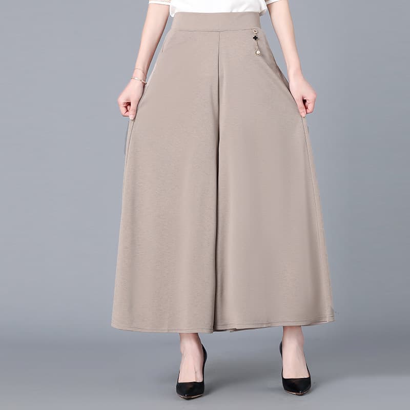 レディースワイドパンツ なめらかドレープ フレアパンツ