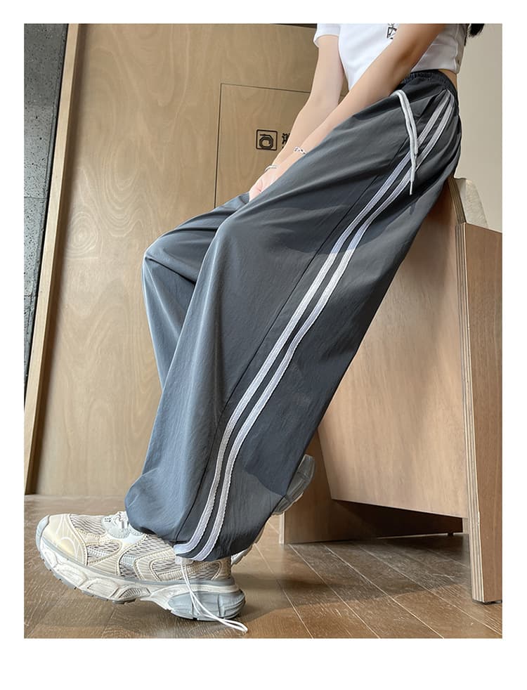 レディースワイドパンツ ゆったりシルエット スポーティタックワイドパンツ