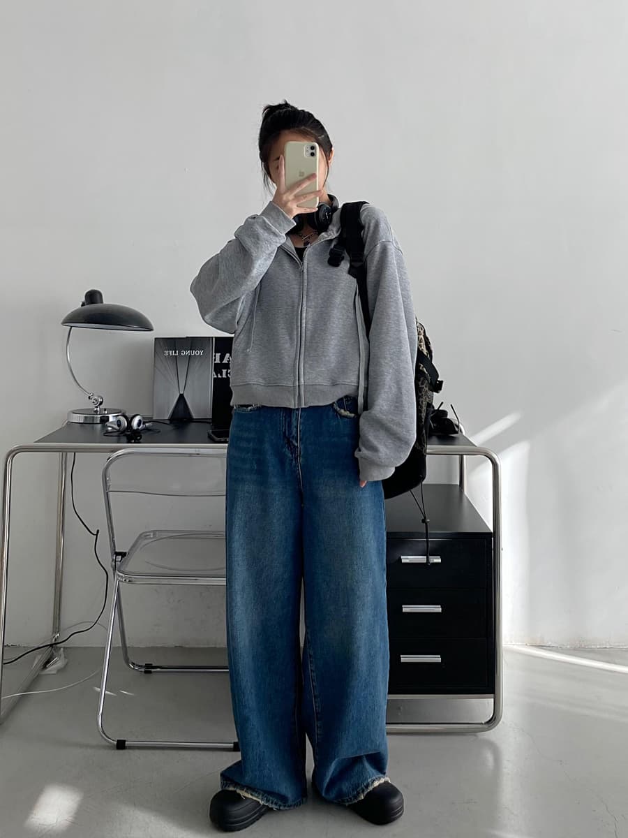 レディースワイドパンツ 風合い抜群 ゆったりデニムワイドパンツ