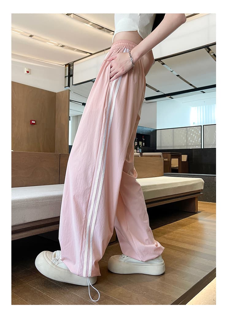 レディースワイドパンツ ゆったりシルエット スポーティタックワイドパンツ