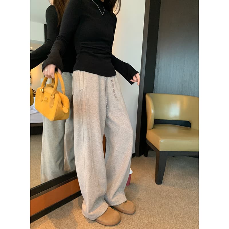 レディースワイドパンツ あったか裏起毛リラックスパンツ