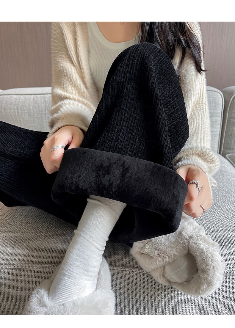 レディースワイドパンツ あったか起毛コーデュロイワイドパンツ