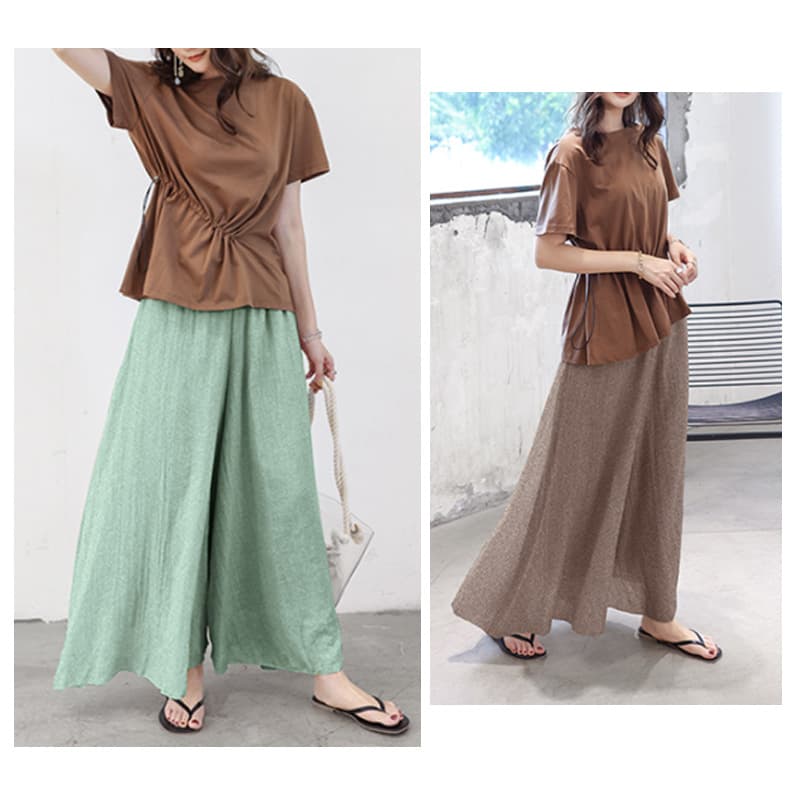 レディースワイドパンツ 涼しげフレアパンツ ワイドパンツ 体型カバー ゆったり