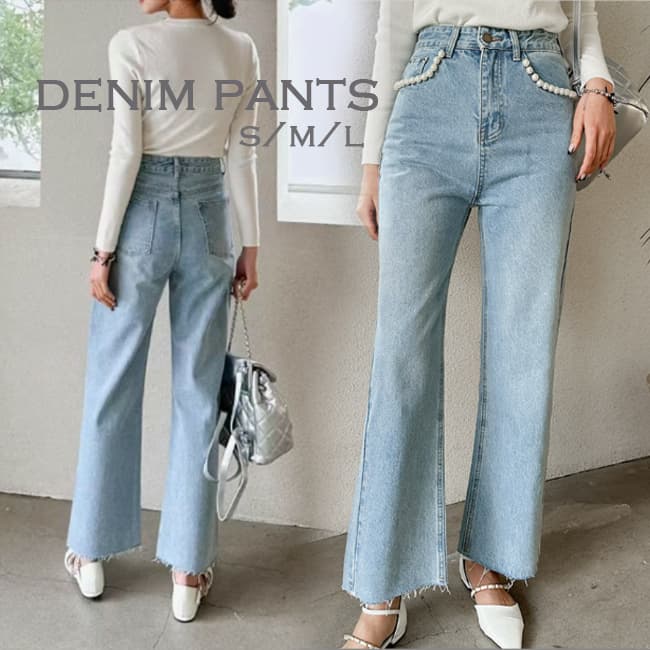 レディースワイドパンツ 2026新作 ハイウエストデニム ゆったりワイドパンツ レディース