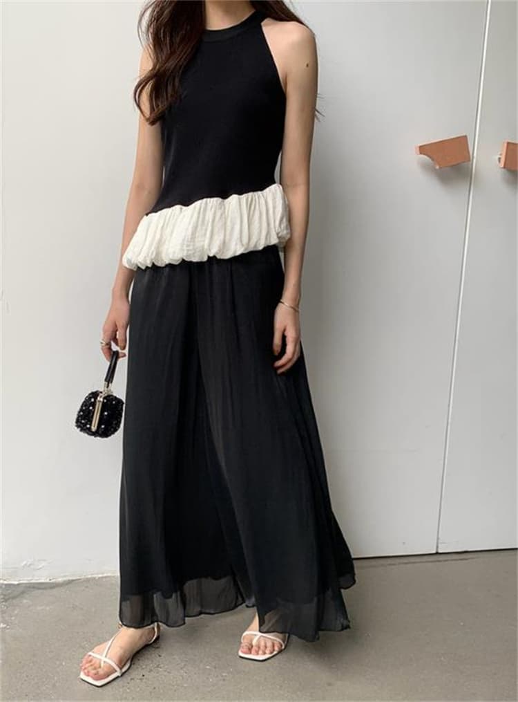 レディースワイドパンツ ハイウエスト 優美シルエット スカーチョ
