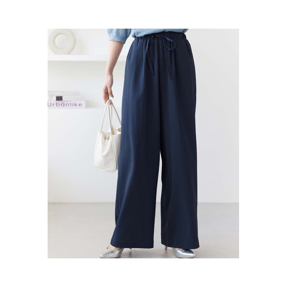 レディースワイドパンツ リボン付きワイドパンツ
