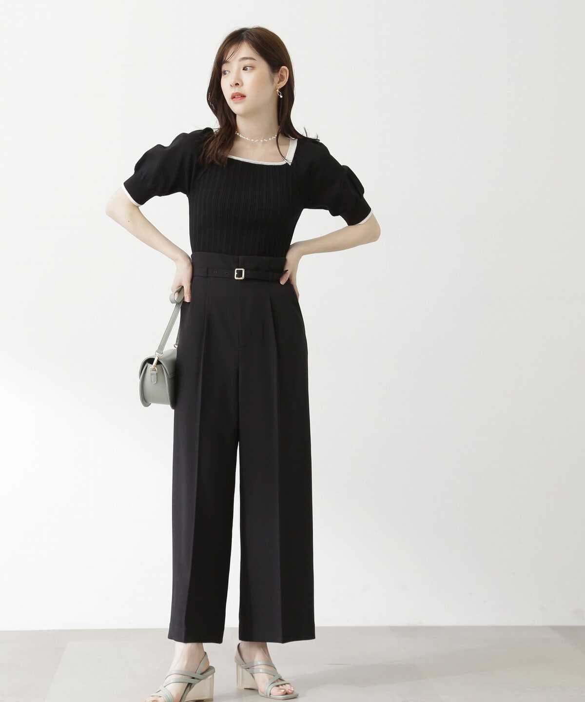 レディースワイドパンツ レディース タックギャザー ワイドパンツ
