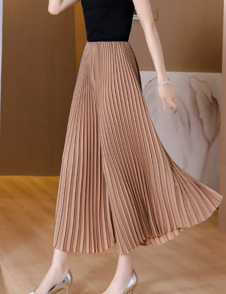 レディースワイドパンツ プリーツ ドレープ ワイドパンツ
