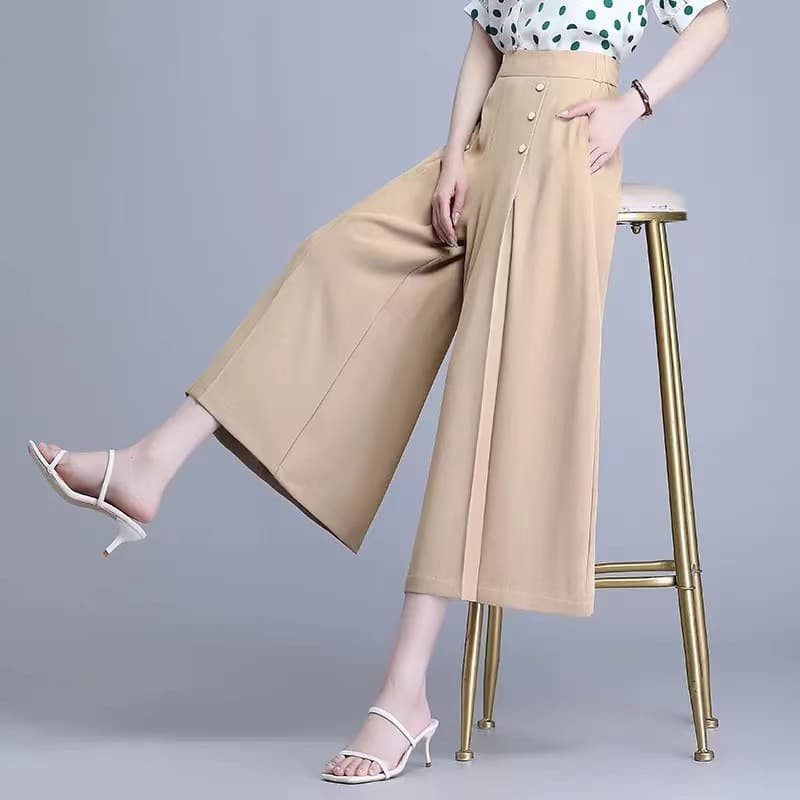 レディースワイドパンツ ドレープ美人タックワイドパンツ