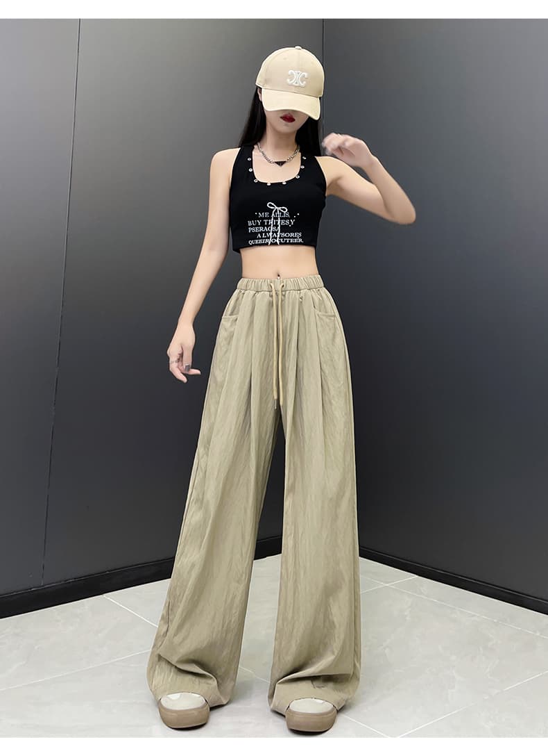 レディースワイドパンツ ドレープ感たっぷりタックワイドパンツ