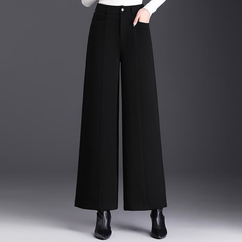 レディースワイドパンツ 上品シルエットクロップドワイドパンツ