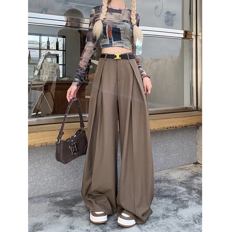 レディースワイドパンツ ドレープタック入り ボリュームパンツ