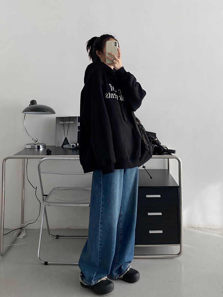 レディースワイドパンツ 風合い抜群 ゆったりデニムワイドパンツ