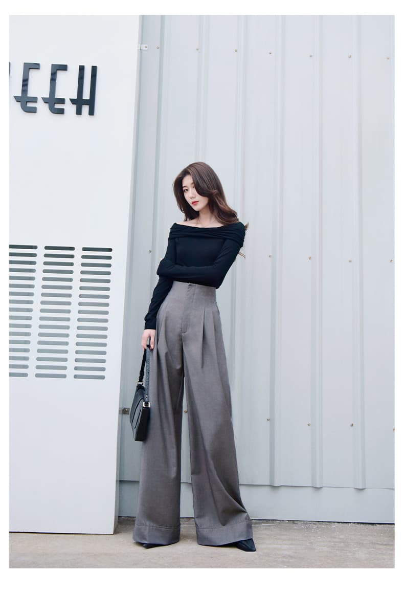 レディースワイドパンツ クラシカルドレープワイドパンツ