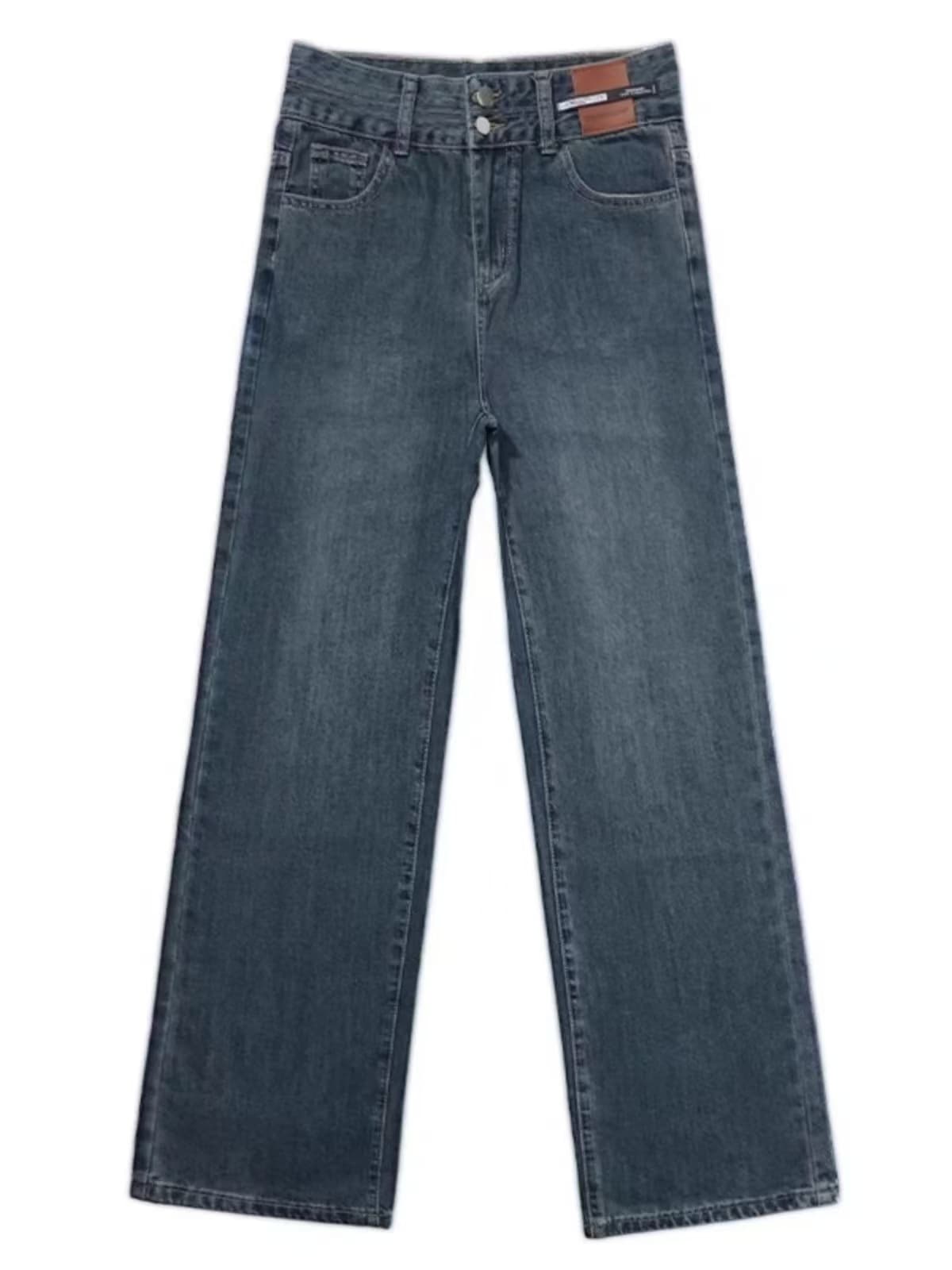レディースワイドパンツ ハイウエストストレートデニムパンツ