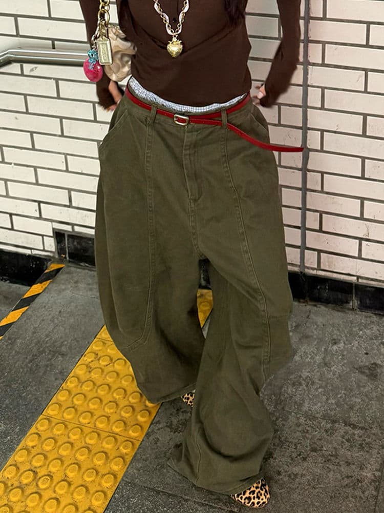 レディースワイドパンツ ふんわりシルエット ワイドカーゴパンツ