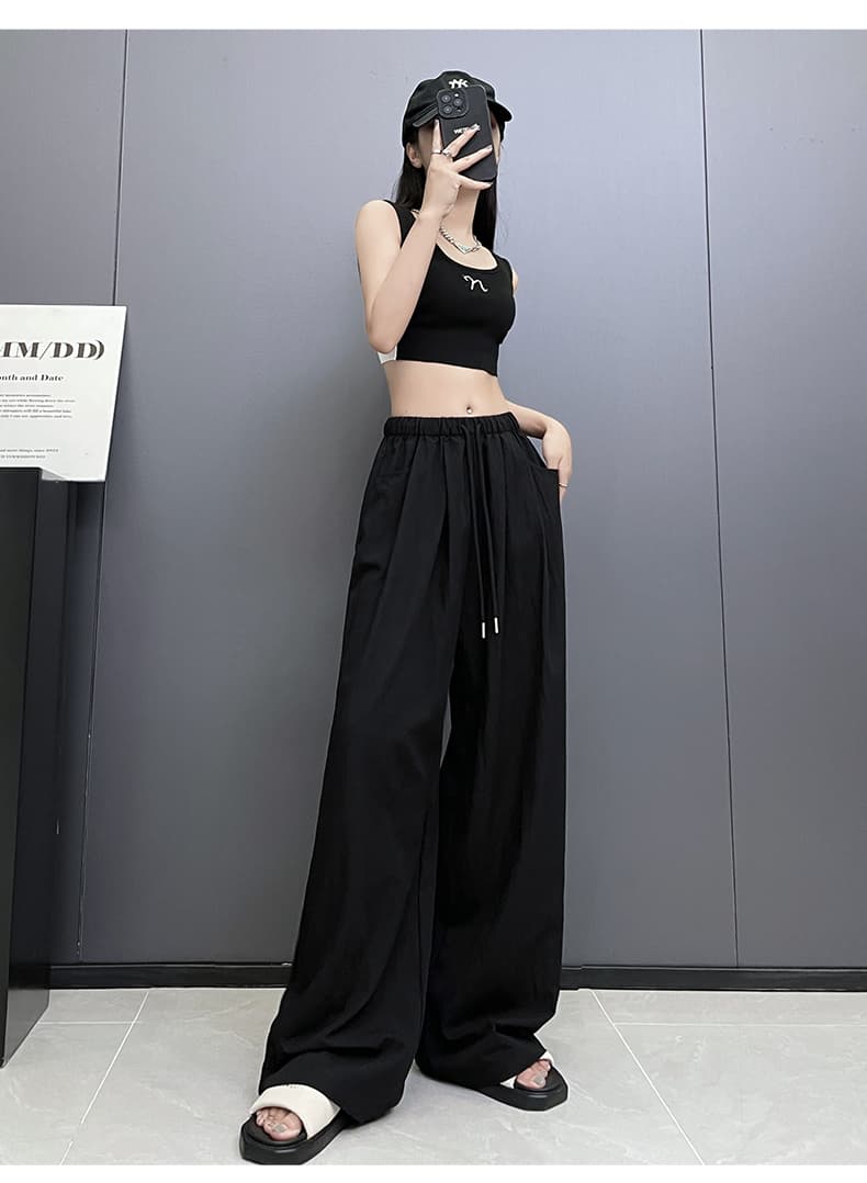 レディースワイドパンツ ドレープ感たっぷりタックワイドパンツ