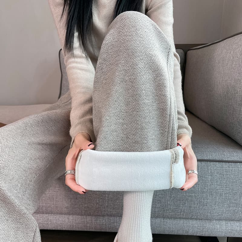 レディースワイドパンツ あったか楽ちんリブ裾ワイドパンツ