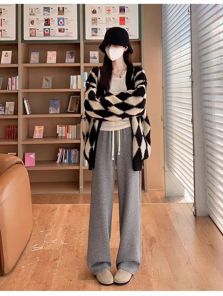レディースワイドパンツ もこもこ あったか のびのびワイドパンツ