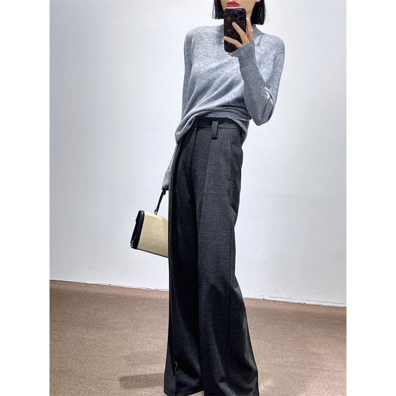 レディースワイドパンツ ゆったりとしたタックデザインワイドパンツ