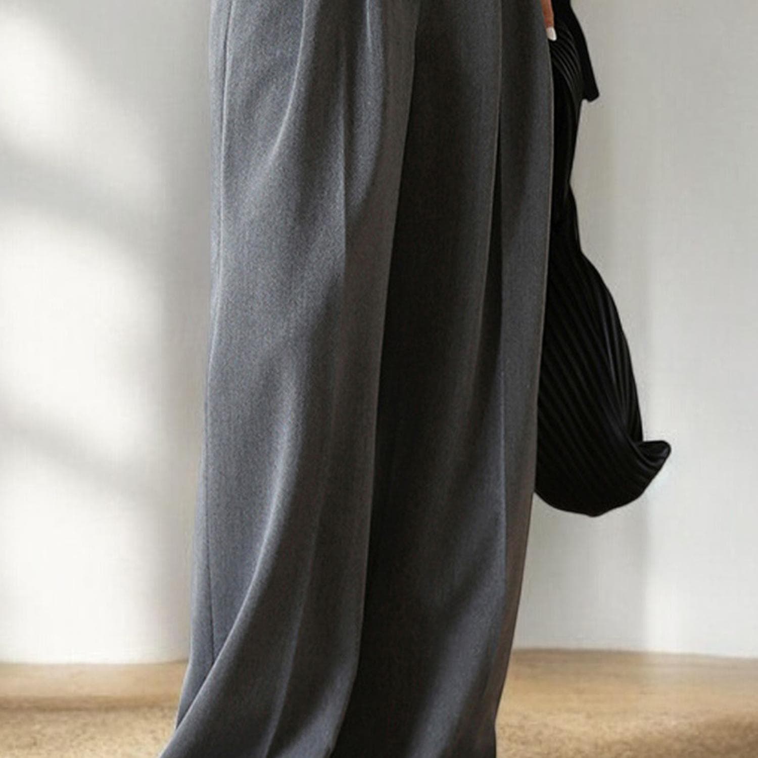 レディースワイドパンツ ドレープタックワイドスラックス