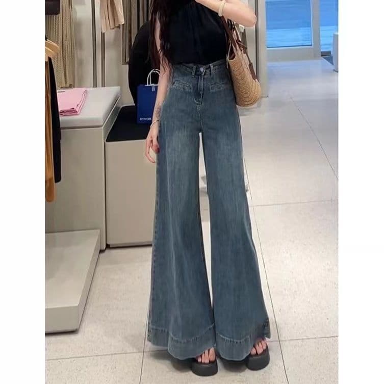 レディースワイドパンツ ゆったりシルエット極上デニムパンツ