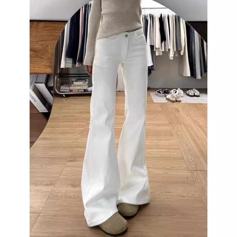 レディースワイドパンツ すっきりシルエット フレアチノワイド