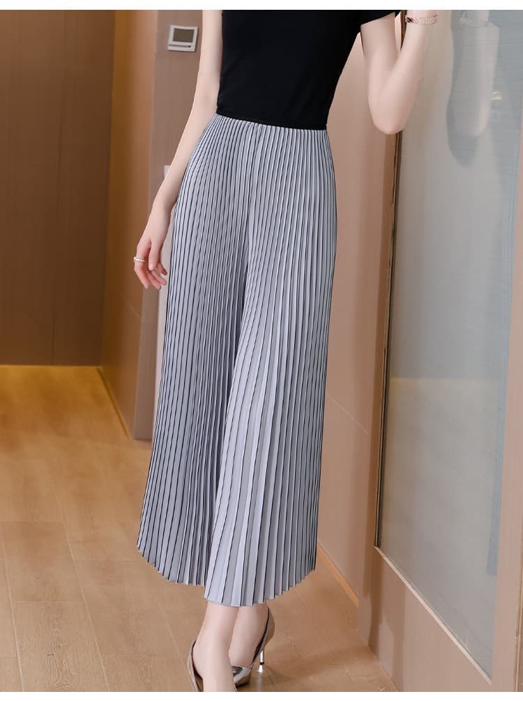 レディースワイドパンツ プリーツ ドレープ ワイドパンツ