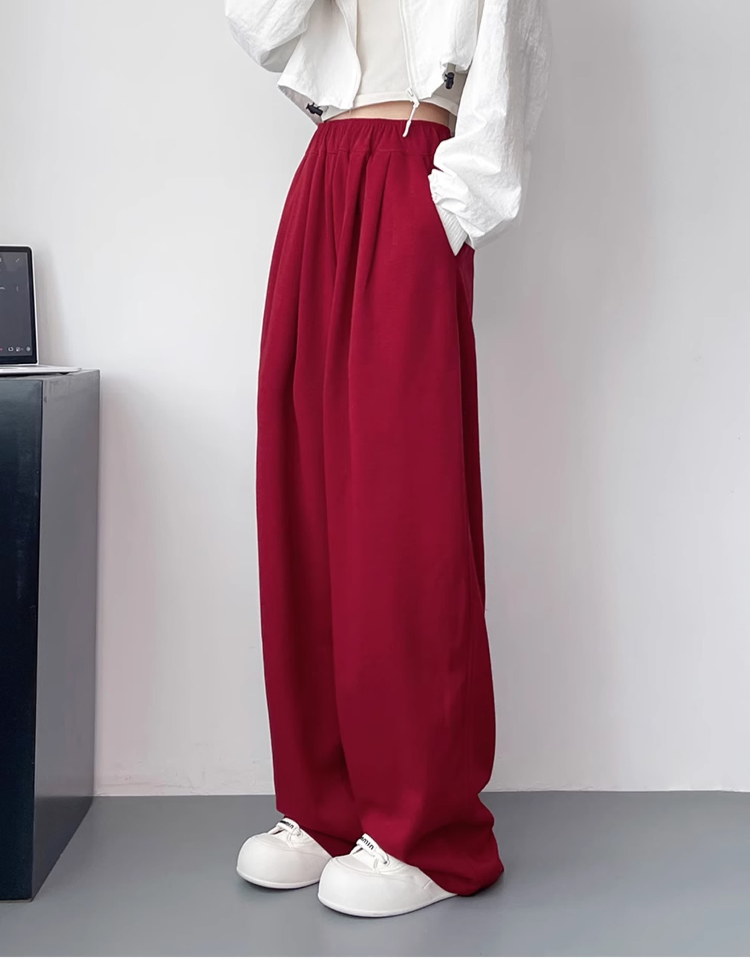 レディースワイドパンツ ゆったりドレープワイドパンツ