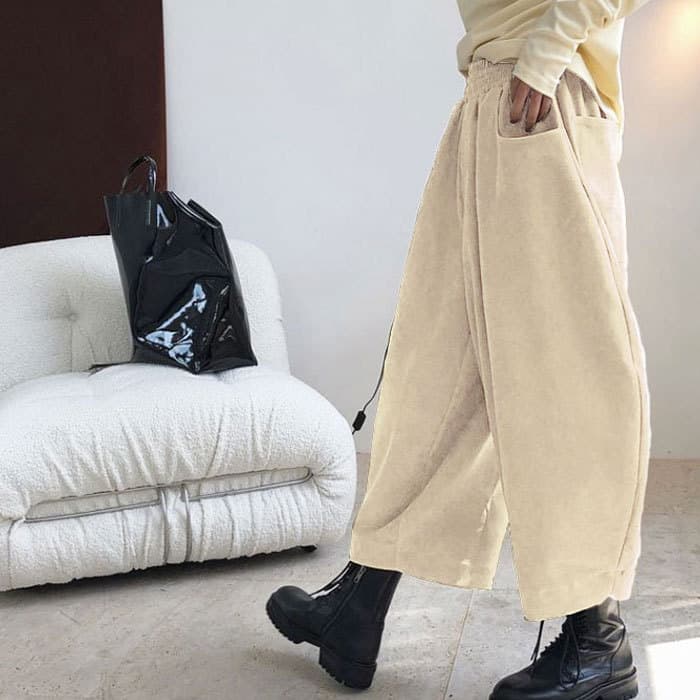 レディースワイドパンツ ゆったり風船パンツ九分丈ウエストゴム女性用その他
