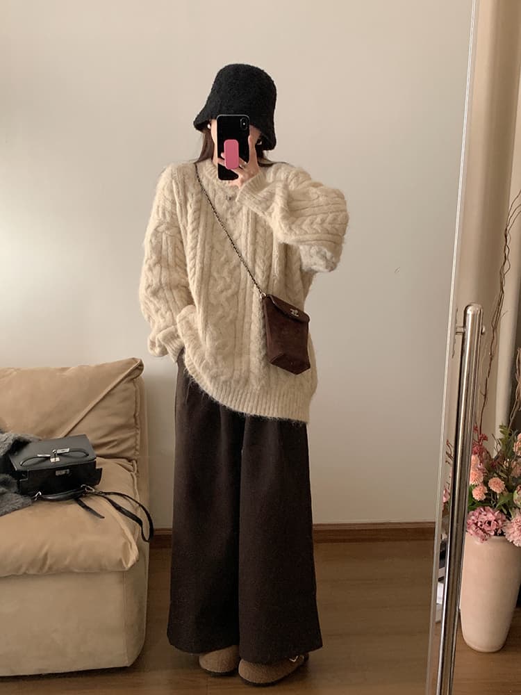レディースワイドパンツ 贅沢タックロングワイドパンツ
